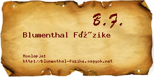 Blumenthal Füzike névjegykártya